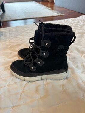 Sorel Black Fur-Lined Winter Rain Boots